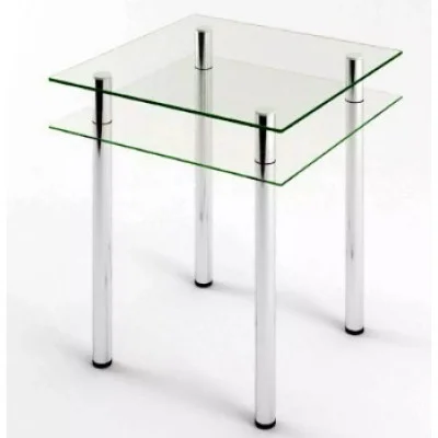 Glass dining table D-01-1 with tempered glass and chrome legs